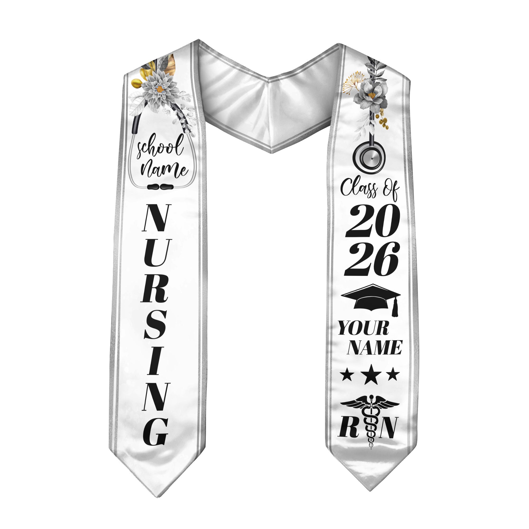 Custom Nursing Stole 2026 for Nurses, RN Graduation Sash, Keepsake for Class of 2026