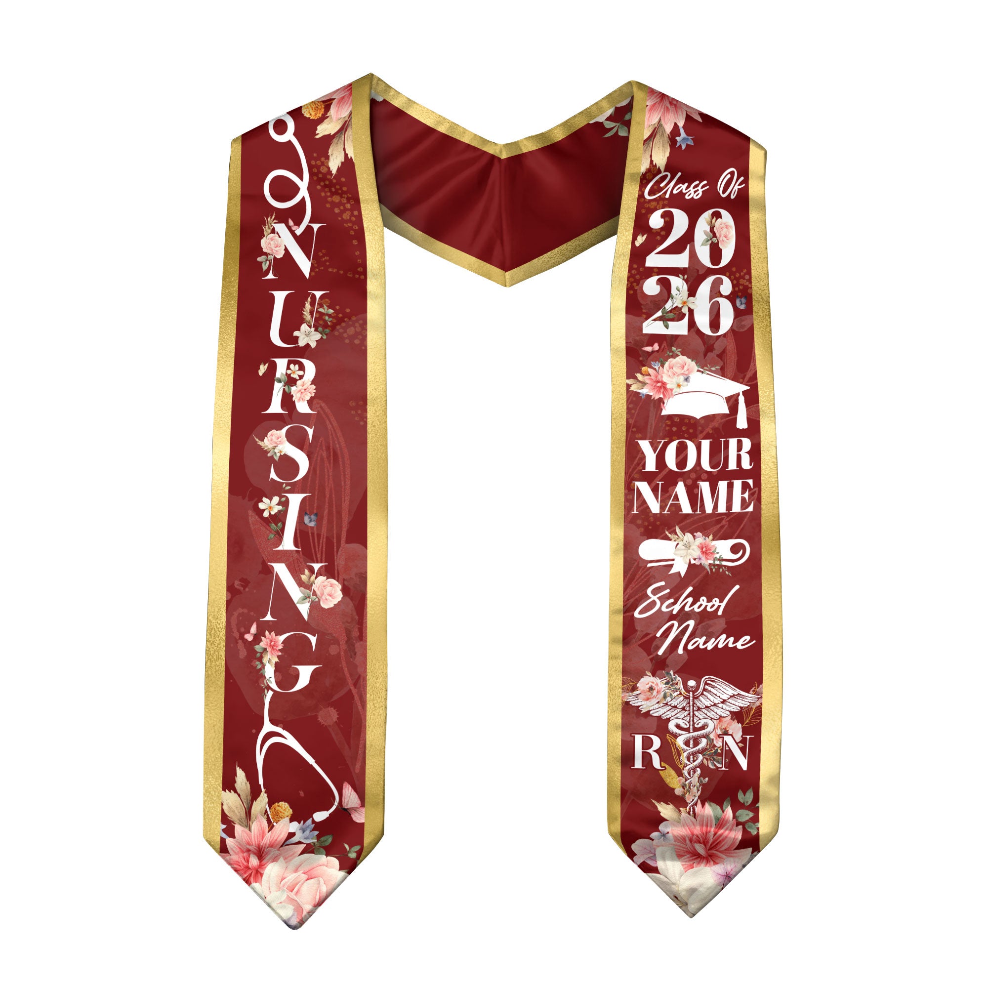 Custom RN Graduation Stole 2026, Nursing Stole Sash for Nurses, Class of 2026 Gift