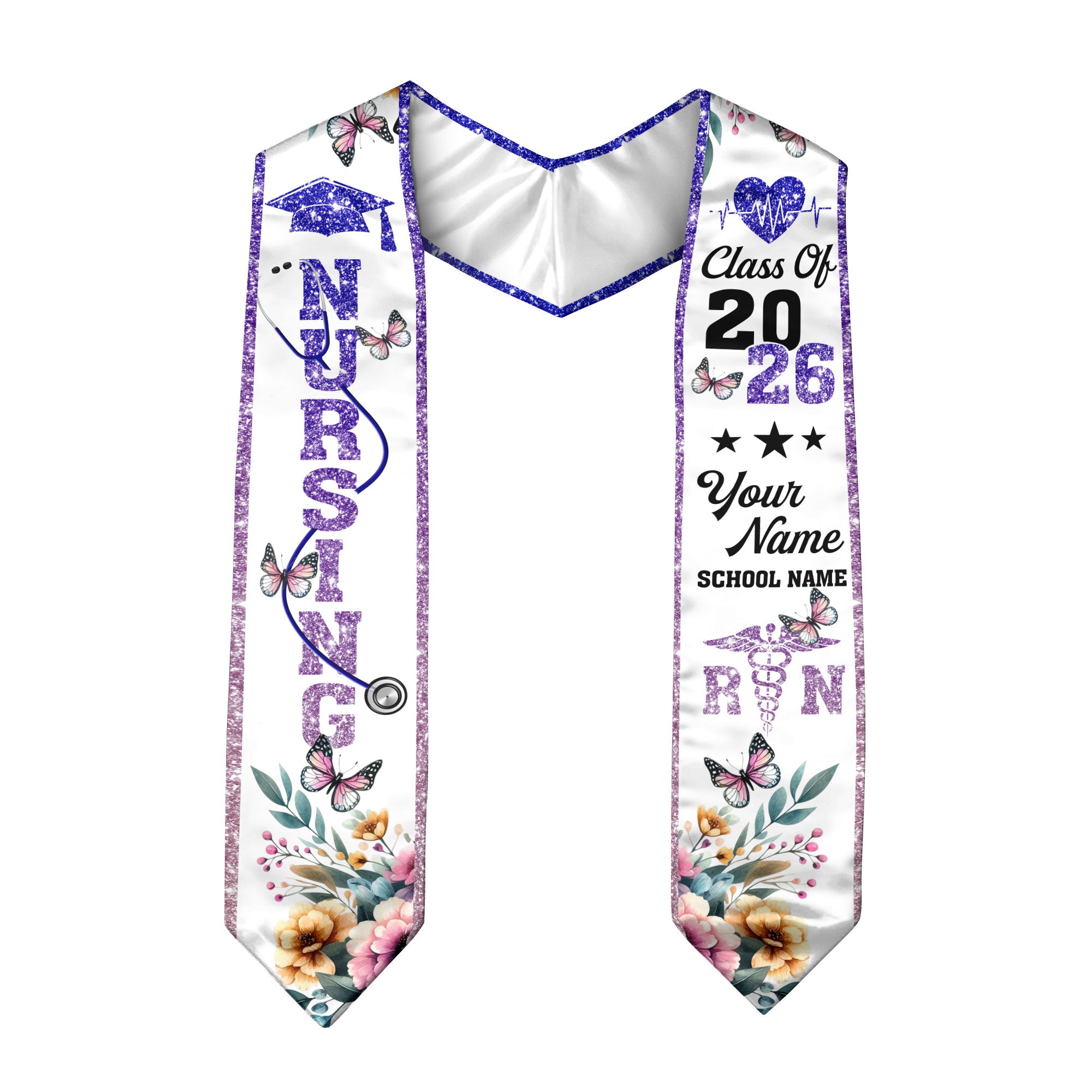 Customized RN Graduation Stole for Nursing School, BSN Nurse Graduation Sash 2026