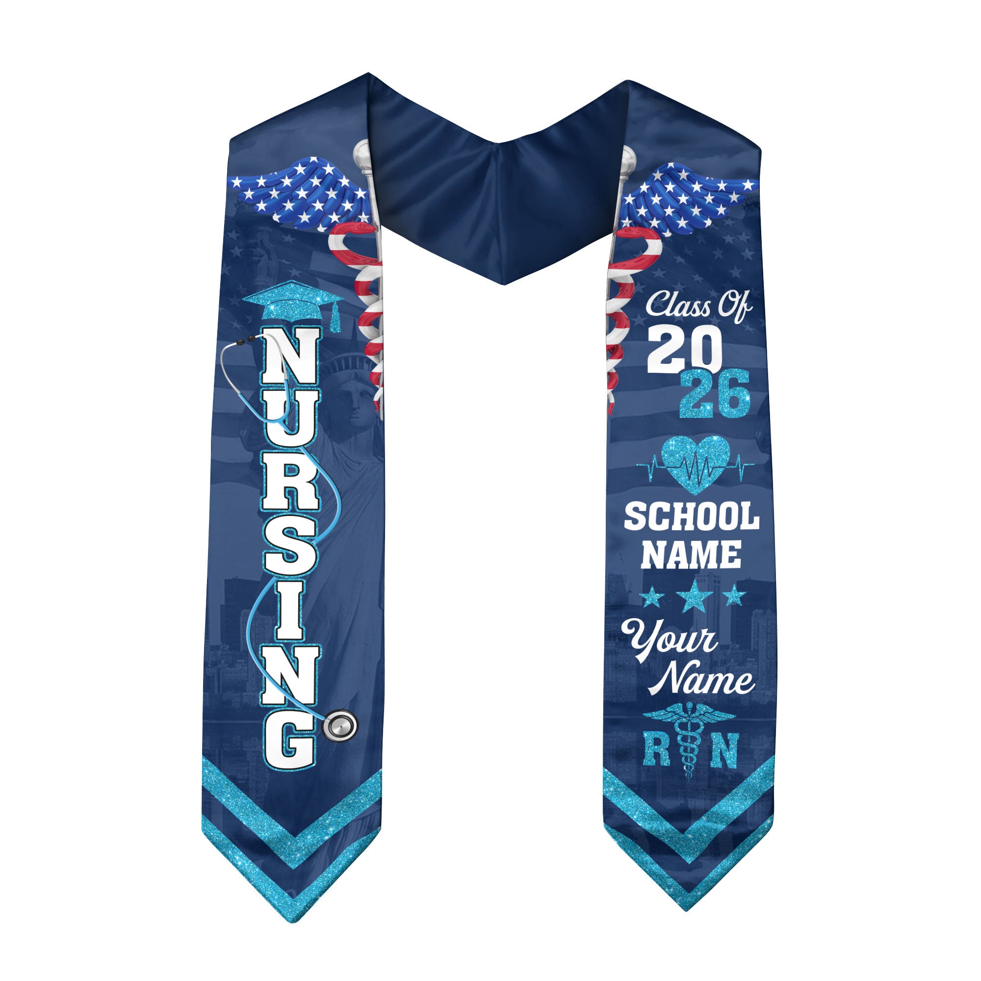 Customized Nursing Graduation Sash for RN Graduates, BSN Nurse Stole Class of 2026