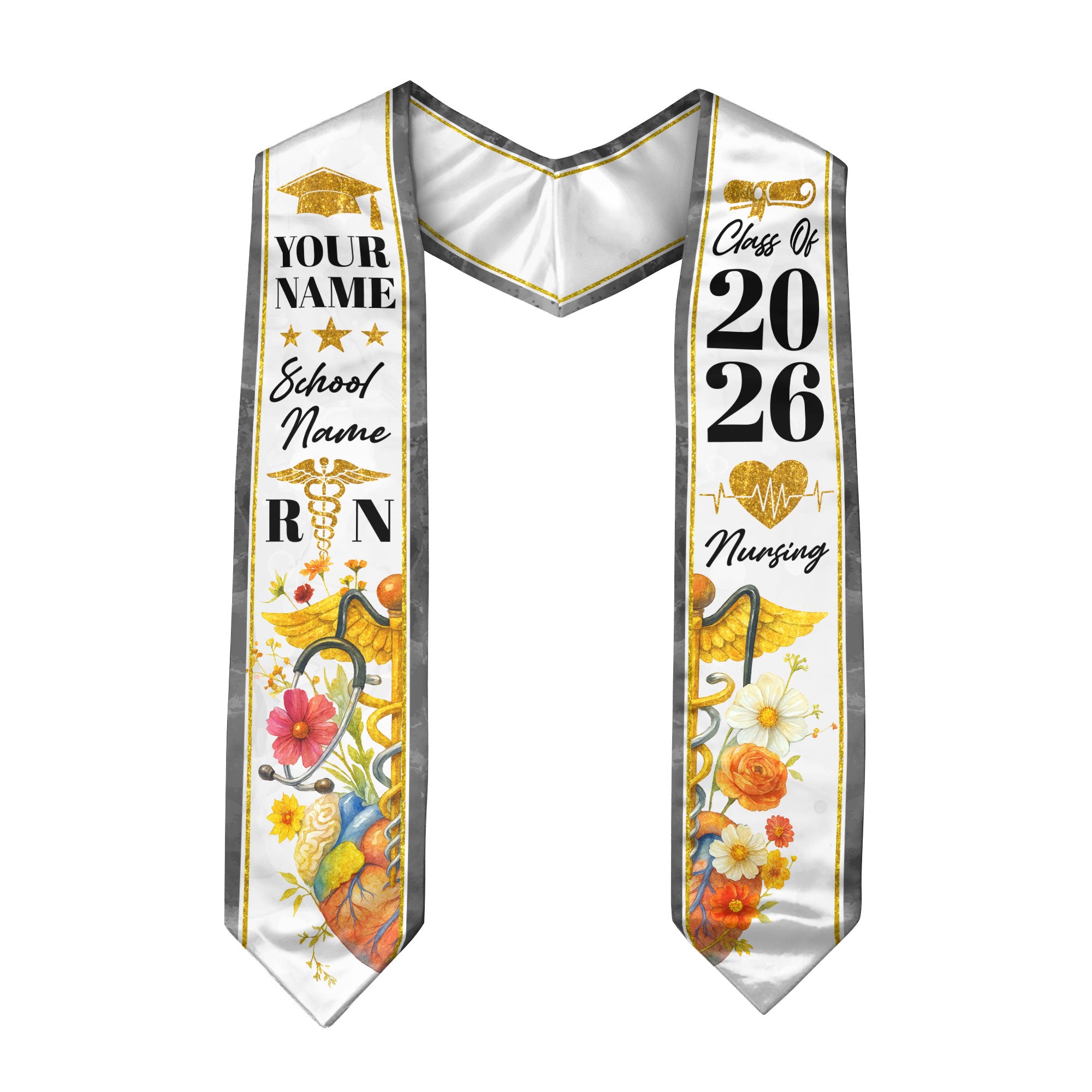 2026 Nursing Graduation Sash, Custom RN Nurse Stole, BSN Style for Class of 2026