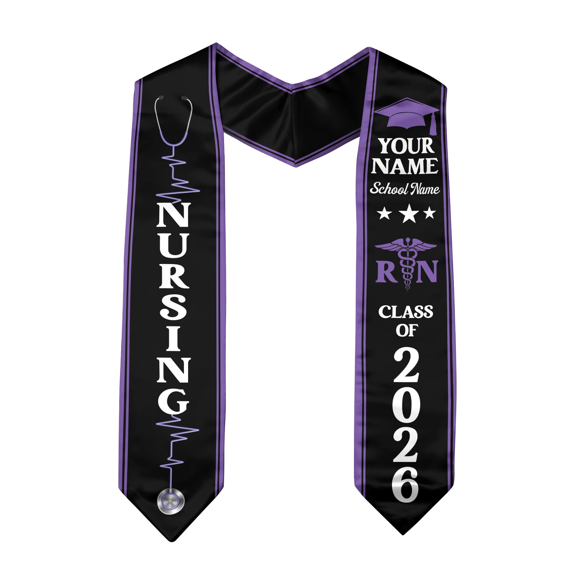 Customized Nursing Graduation Stole for RN and BSN Students, Graduation Sash 2026