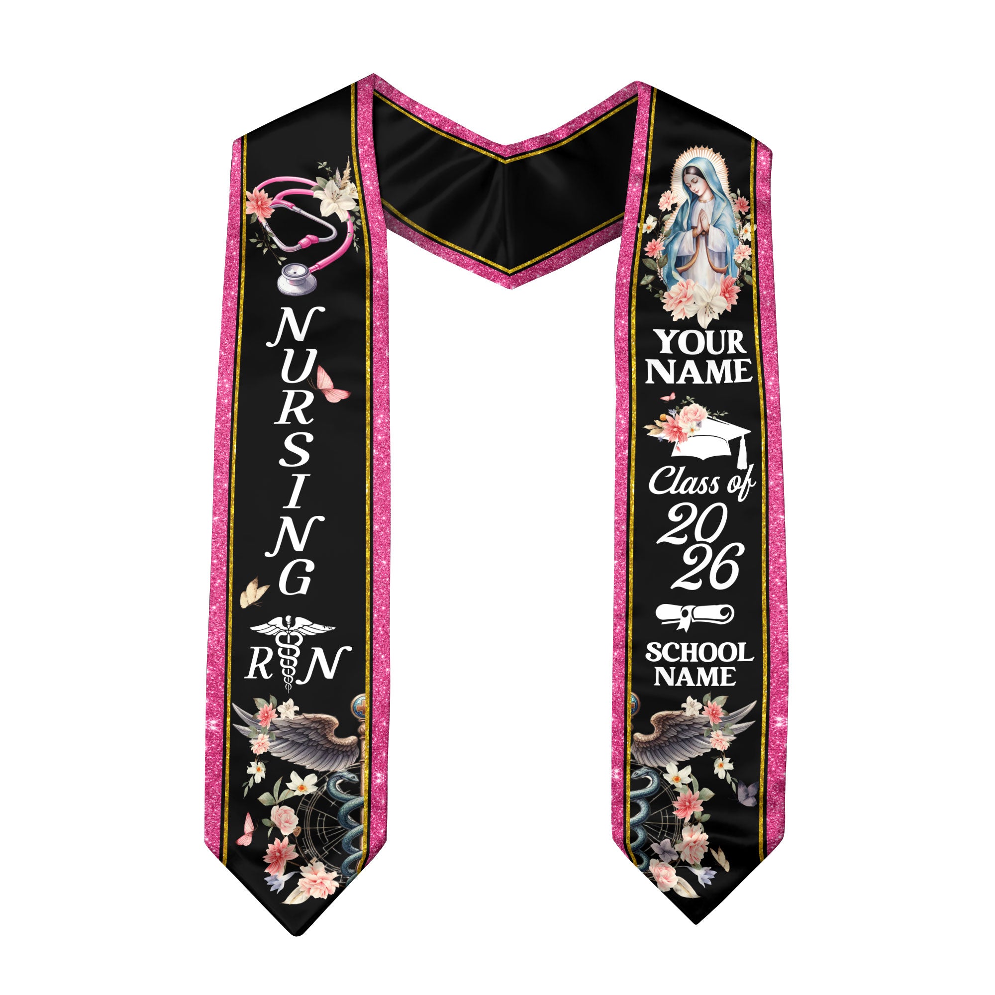 Customized RN and BSN Graduation Stole, Nursing Graduation Sash for Class of 2026