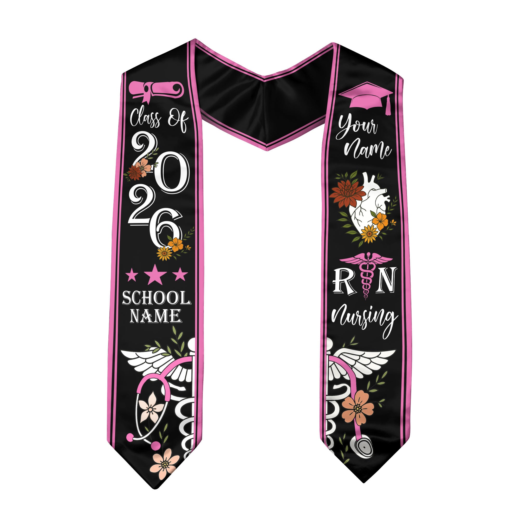 RN Nurse Graduation Sash 2026, Custom Nursing Stole, BSN Stole for Class of 2026