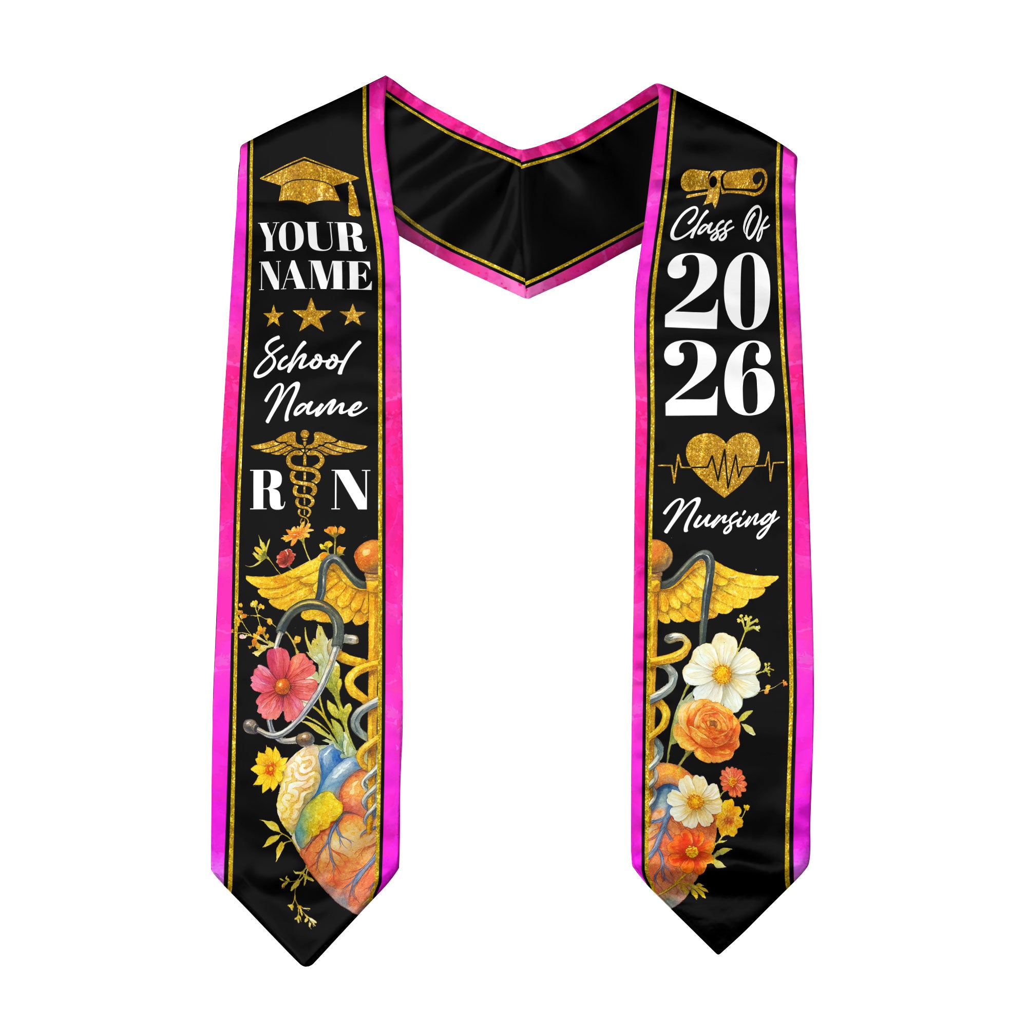 2026 Nursing Graduation Sash, Custom RN Nurse Stole, BSN Style for Class of 2026