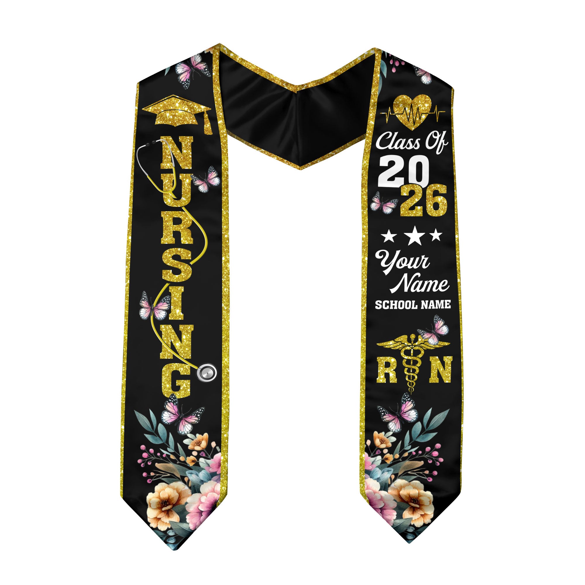 Customized RN Graduation Stole for Nursing School, BSN Nurse Graduation Sash 2026