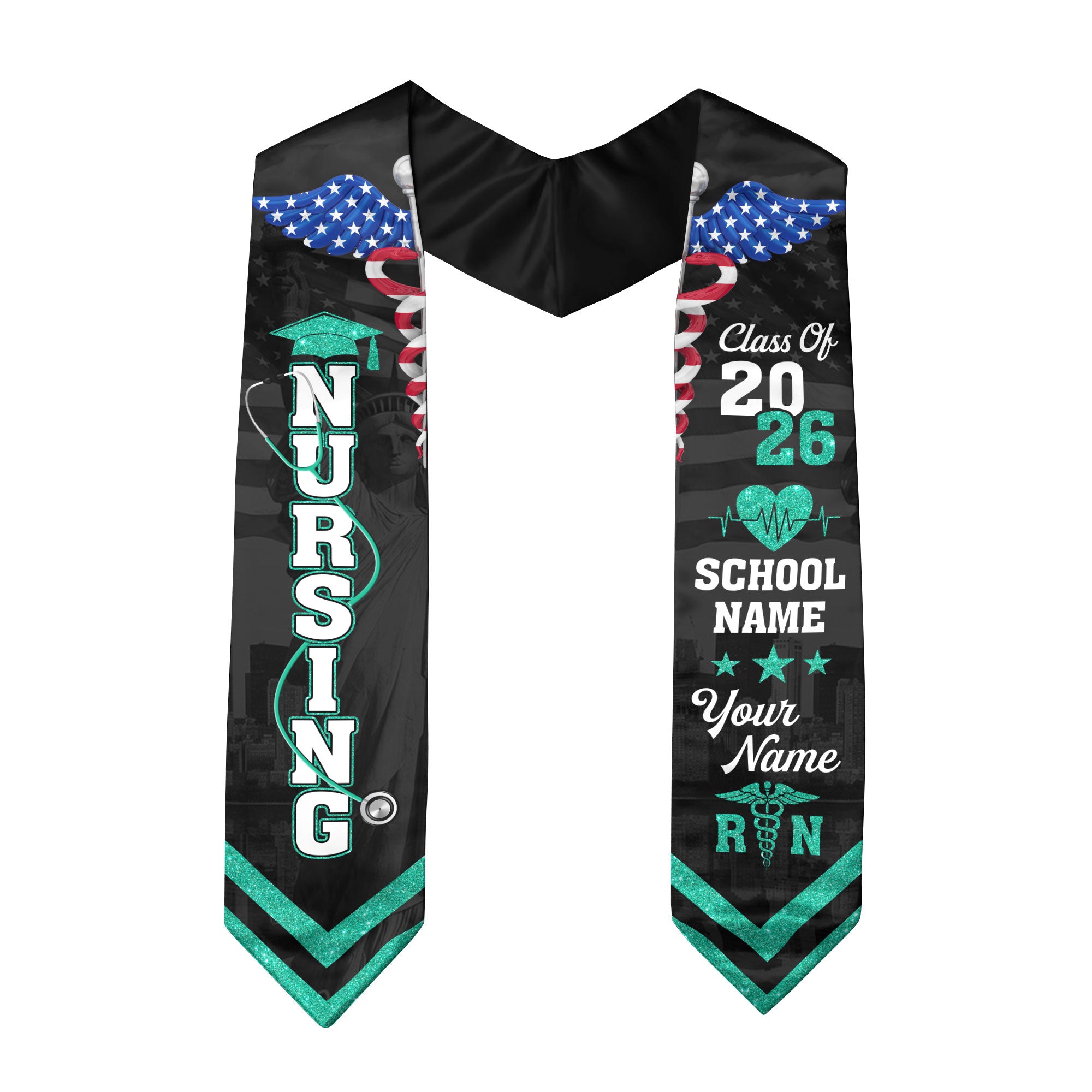 Customized Nursing Graduation Sash for RN Graduates, BSN Nurse Stole Class of 2026