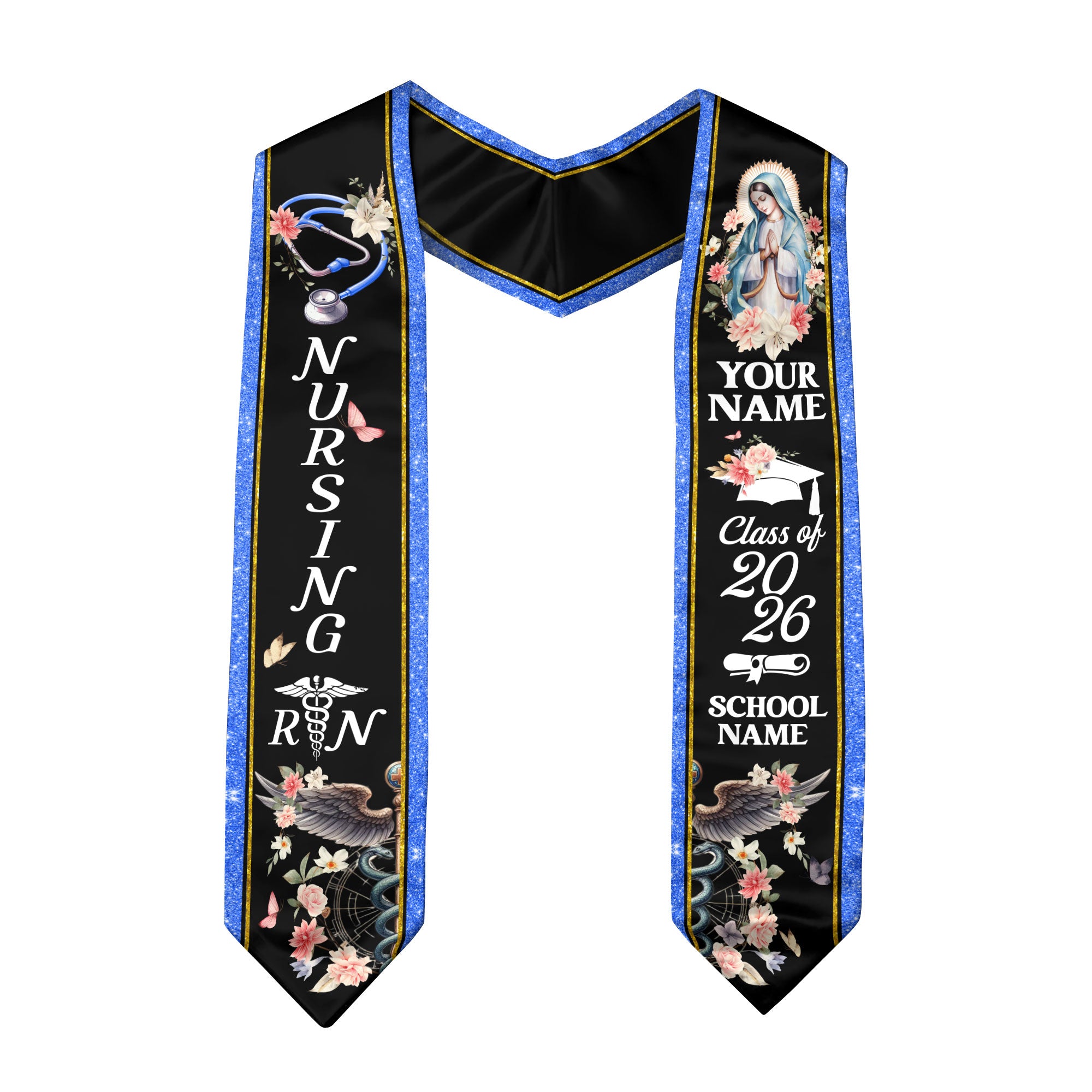 Customized RN and BSN Graduation Stole, Nursing Graduation Sash for Class of 2026