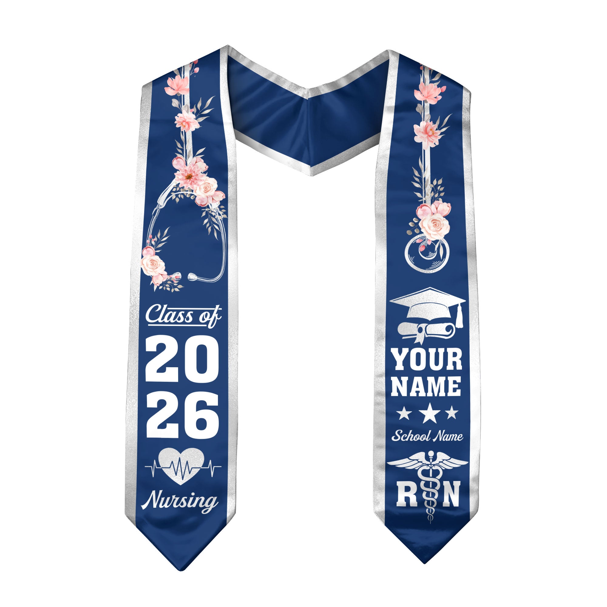 Customized RN Graduation Stole, Nursing Graduation Sash for BSN Nurses, Class of 2026