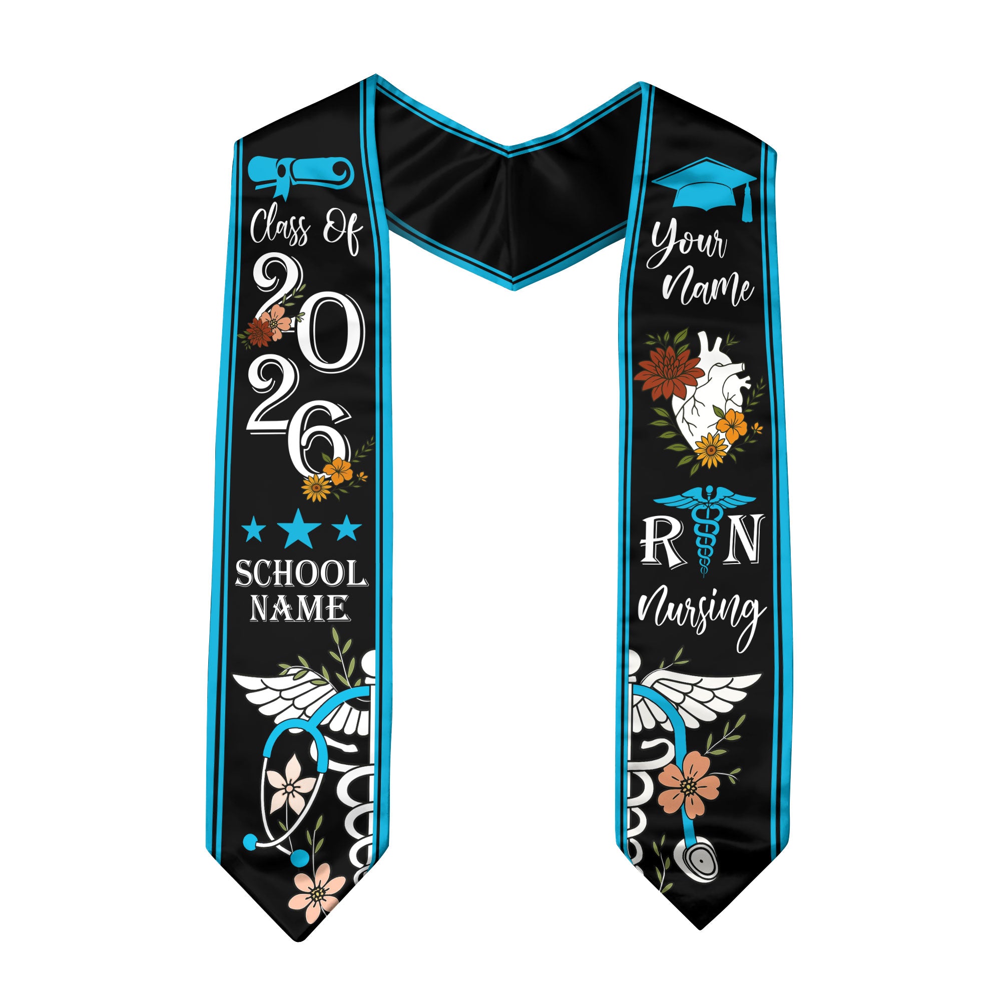 RN Nurse Graduation Sash 2026, Custom Nursing Stole, BSN Stole for Class of 2026