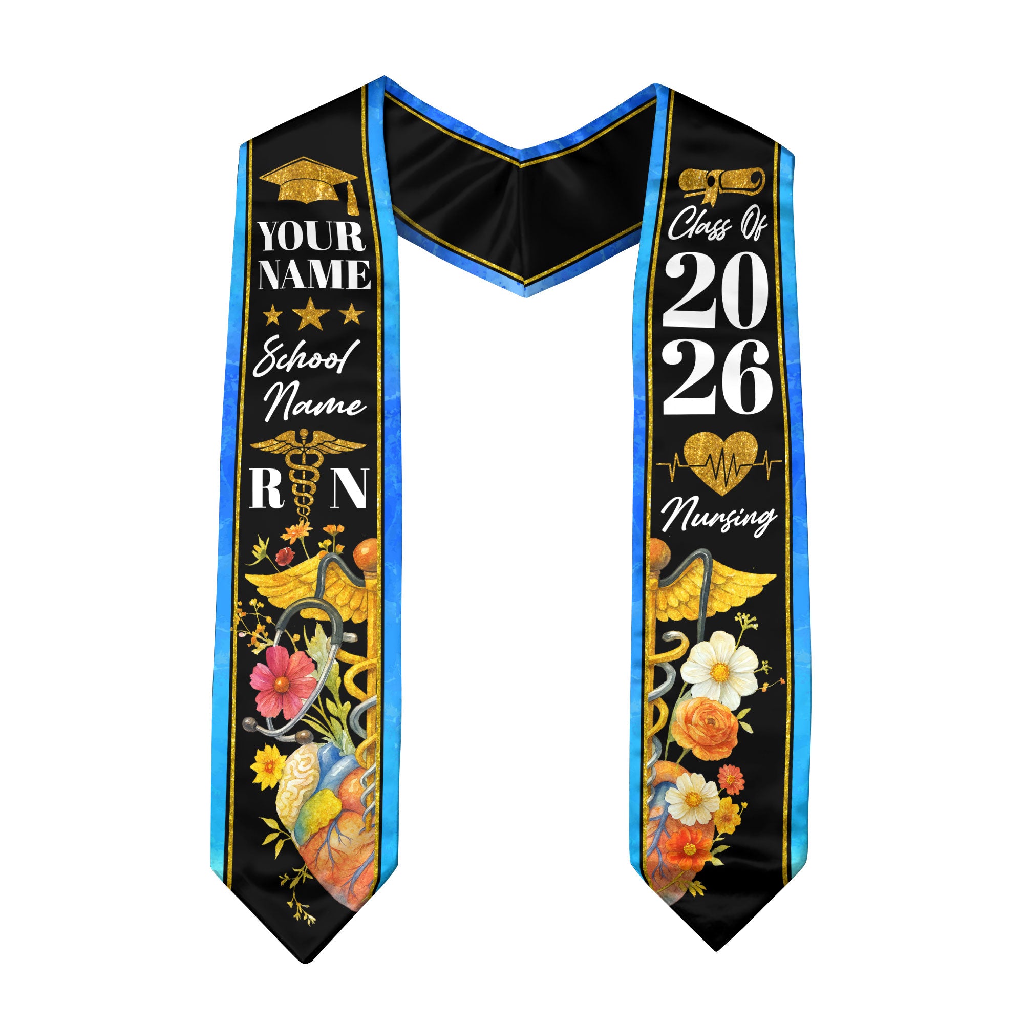2026 Nursing Graduation Sash, Custom RN Nurse Stole, BSN Style for Class of 2026