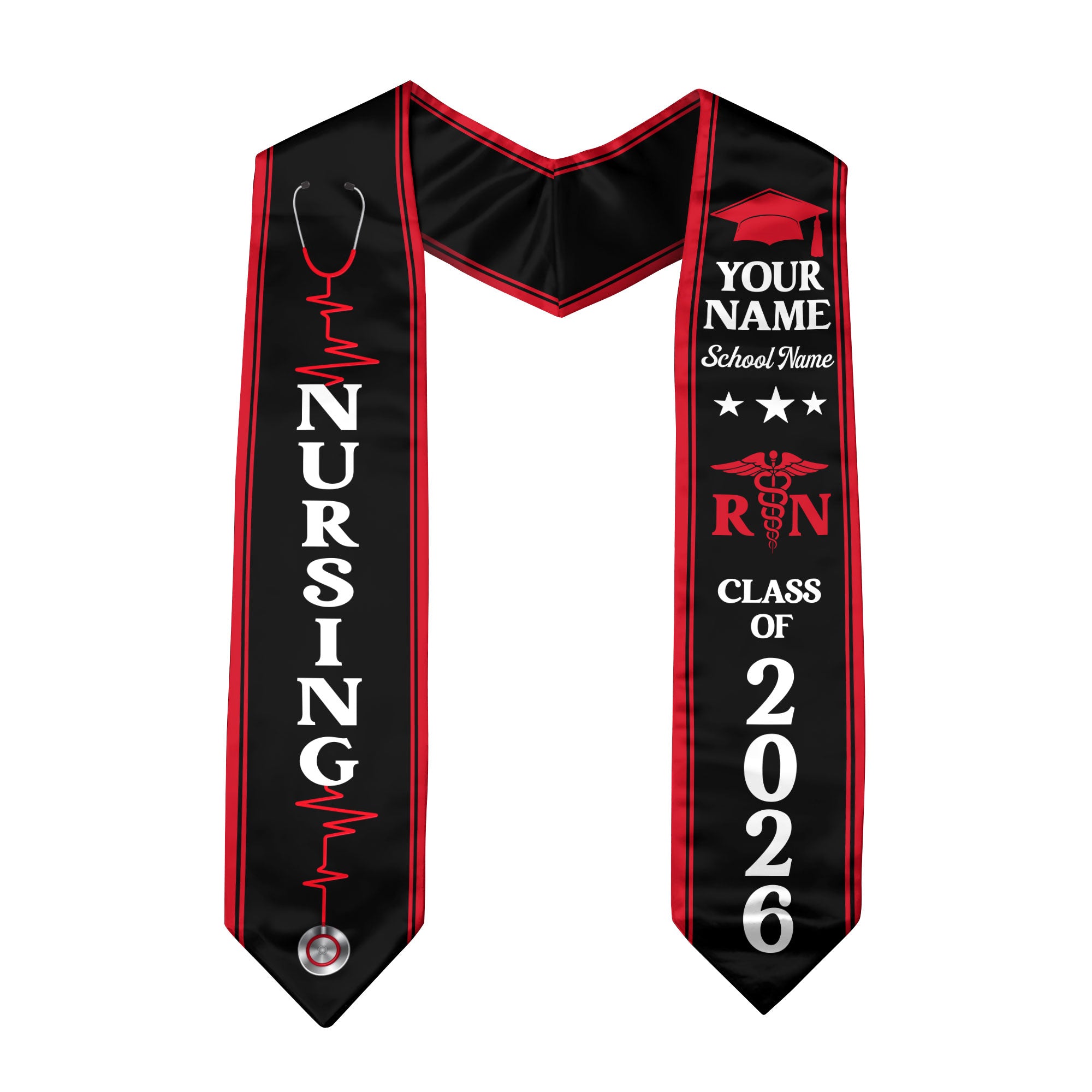 Customized Nursing Graduation Stole for RN and BSN Students, Graduation Sash 2026